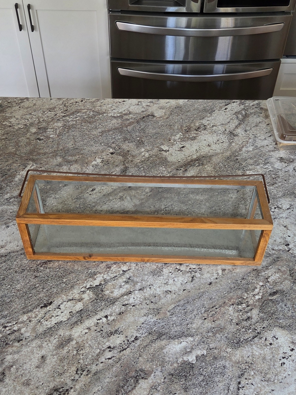 Wood and Glass Rectangular Decor - Natural Wood